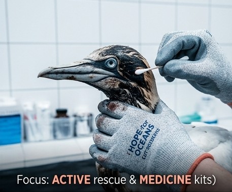 Reinigung eines Seevogels